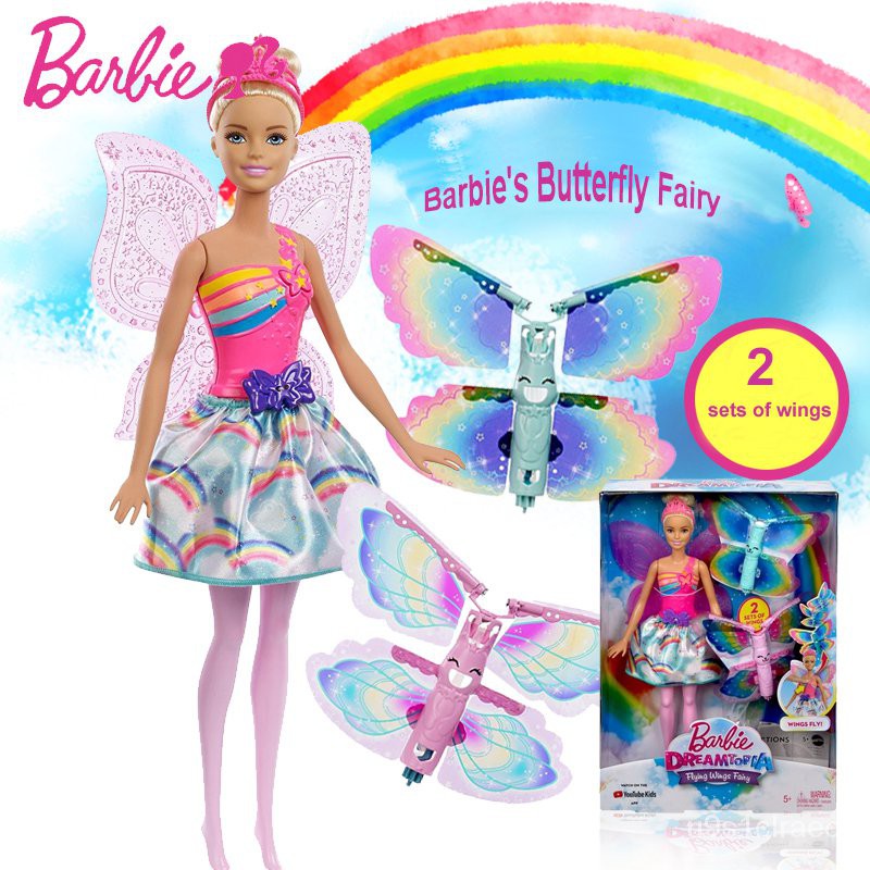 Barbie Butterfly Princess Doll Girl Educational Toy Barbie Dream Flying Wings Fairy Winged