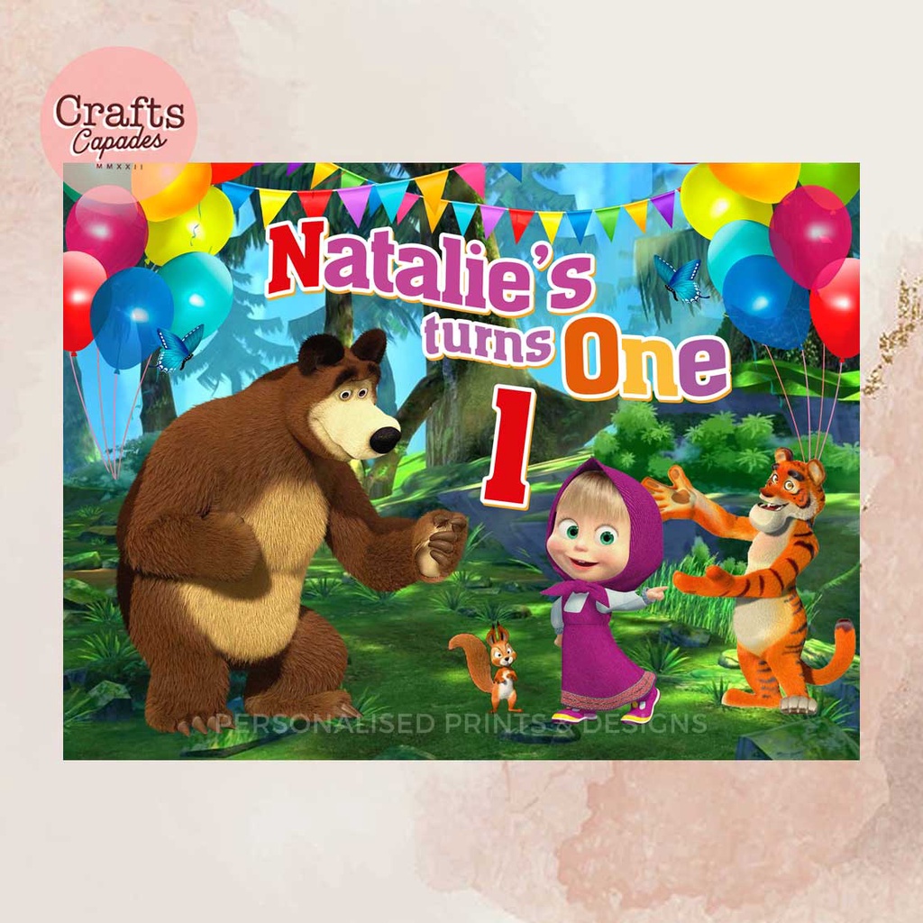 Masha Birthday Tarpaulin | Masha and the bear | Backdrops & Banners ...