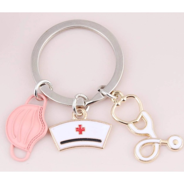 New Doctor Keychain Medical Tool Key Ring Injection Syringe Stethoscope ...