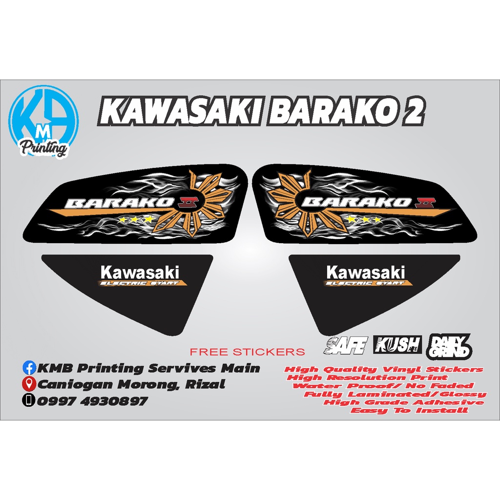Kawasaki Barako II Smoke Design Stock Sticker Decals Shopee Philippines