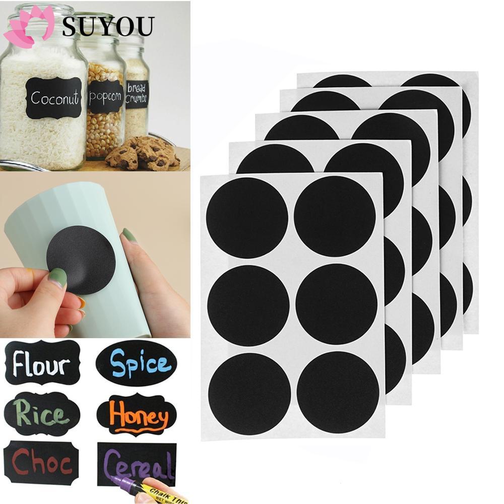 SUYOU 30/60pcs Waterproof Labels Stickers Home Blackboard Label Round