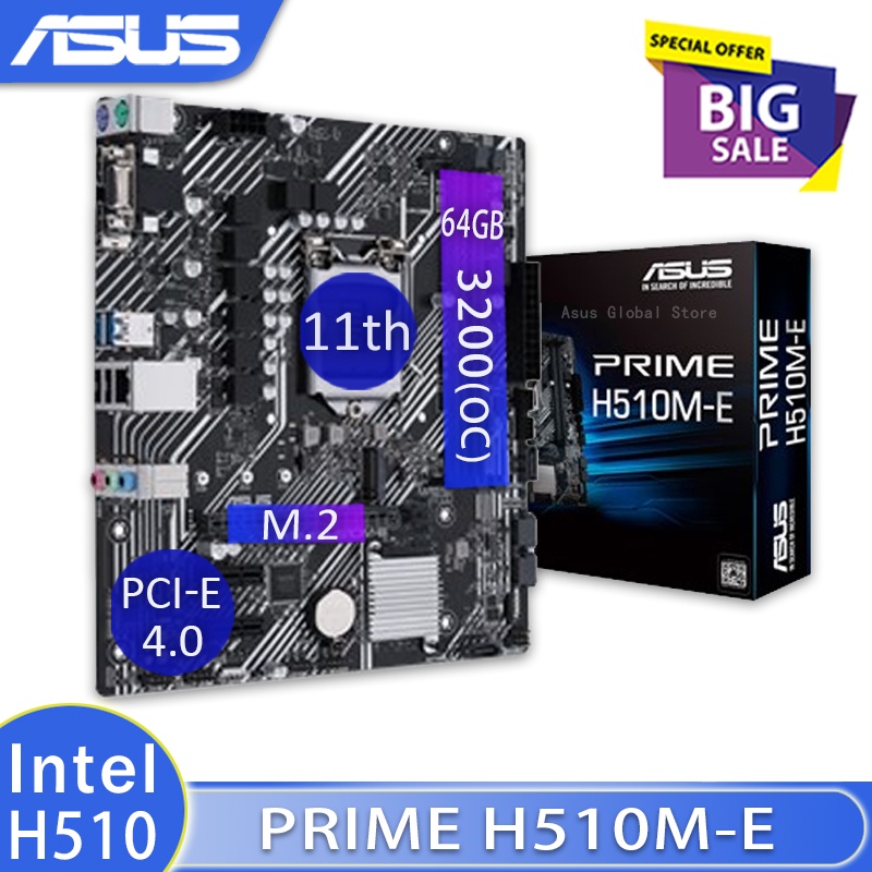☁LGA1200 Asus H510M E Motherboard motherboard with PCIe 4.0 M.2