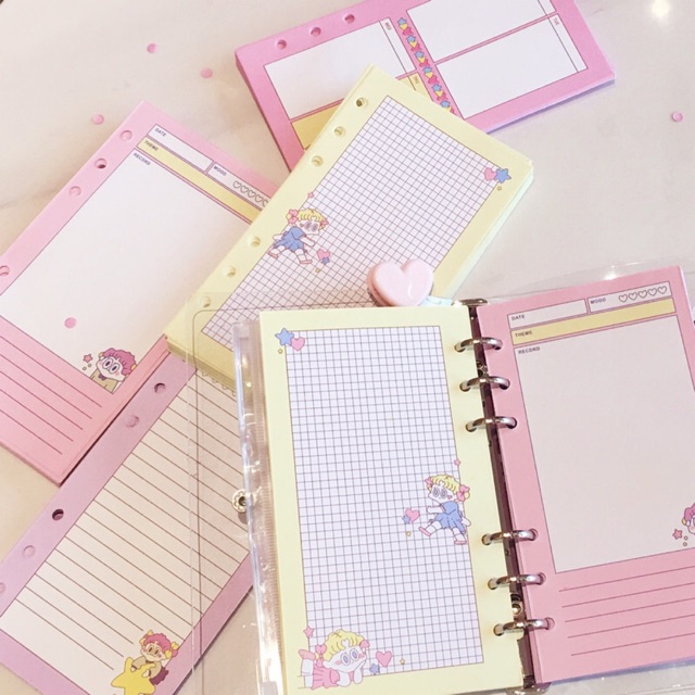 Korean Macaroon Girl A6 Binder notebook filler pages, journal, diary