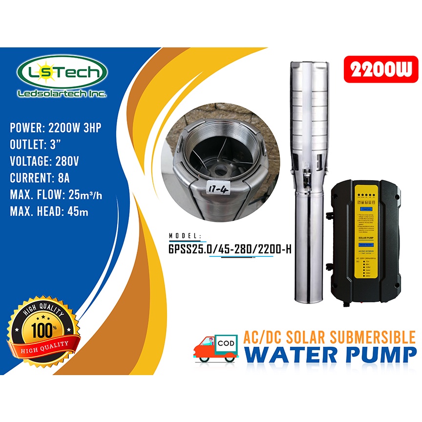 3HP AC/DC SUBMERSIBLE PUMP (PUMP ONLY, CONTOLLER SEPARATE SKU) | Shopee ...