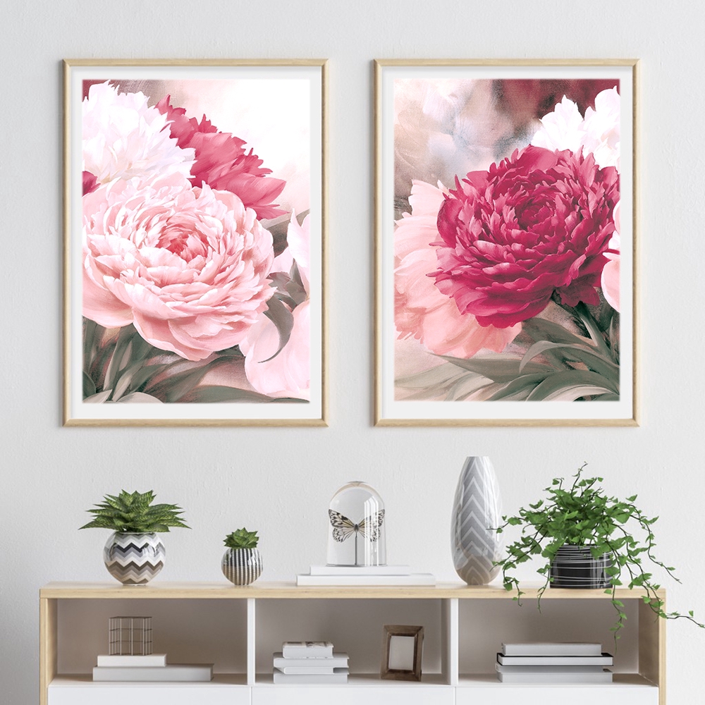 Blush Pink Peony Posters and Prints Canvas Painting Flower Wall ...