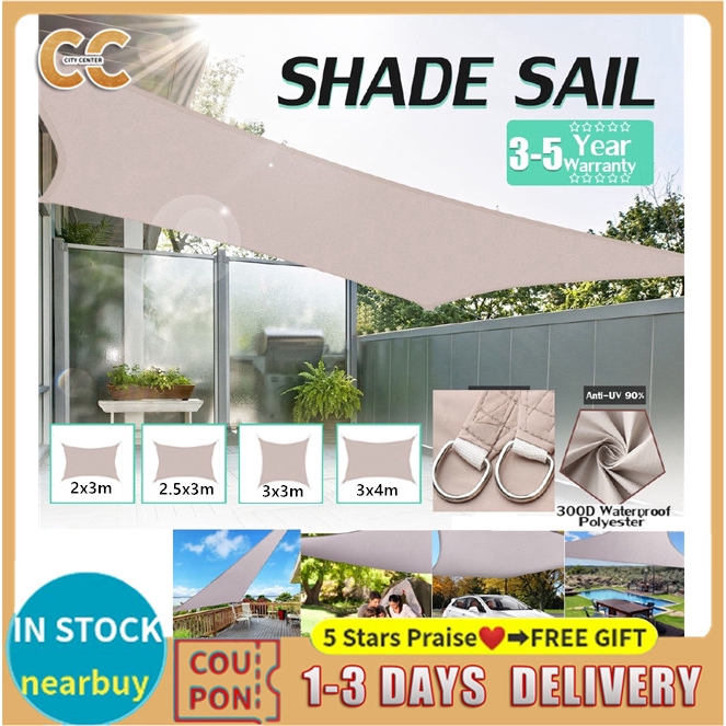 Rectangle Waterproof Sun Shade Sail Awning Canopy Back Yard Shelter 98% ...