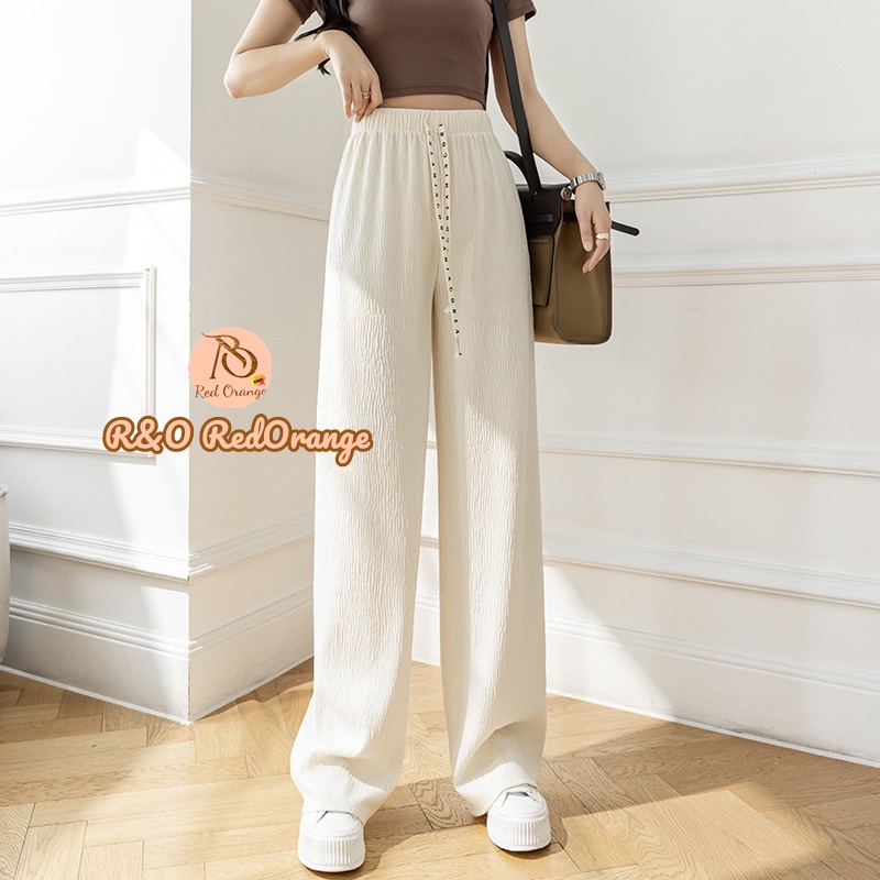Korean Rayon & Poly Loose Pants with Dual Color Bow Knot Design