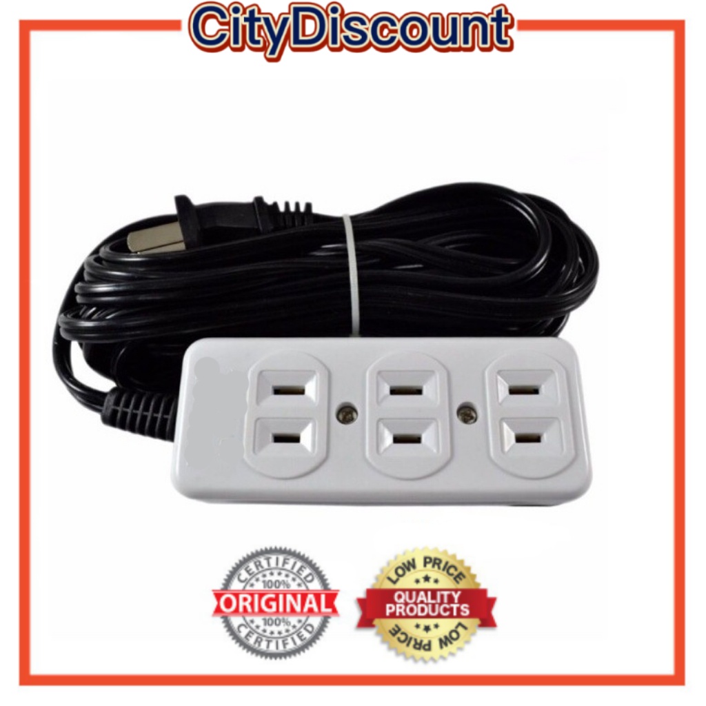 COD 3-Gang Eco Extension Cord Set 5 Meter Wire - WEE-003 | Shopee ...