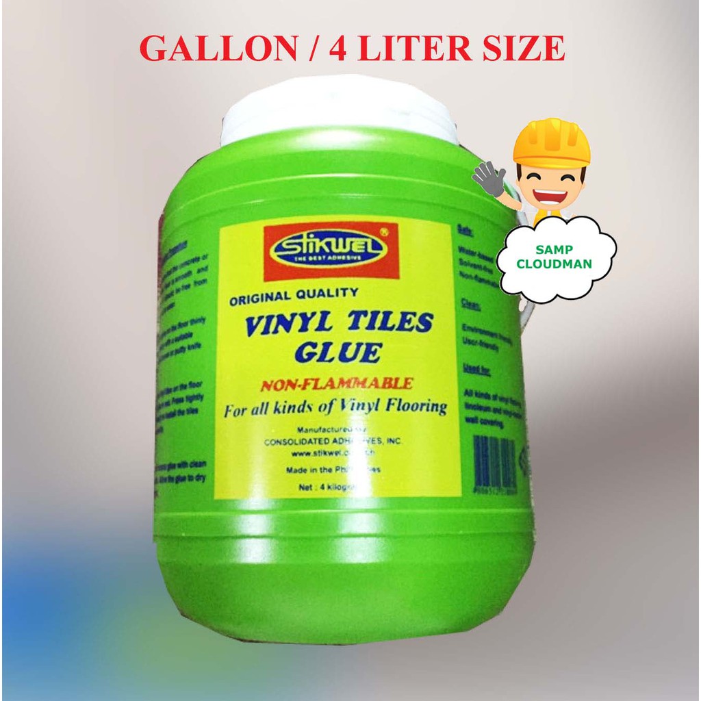 Stikwel Vinyl Tiles Glue/ Adhesive Gallon / 4 Liter Size Stikwell PVC