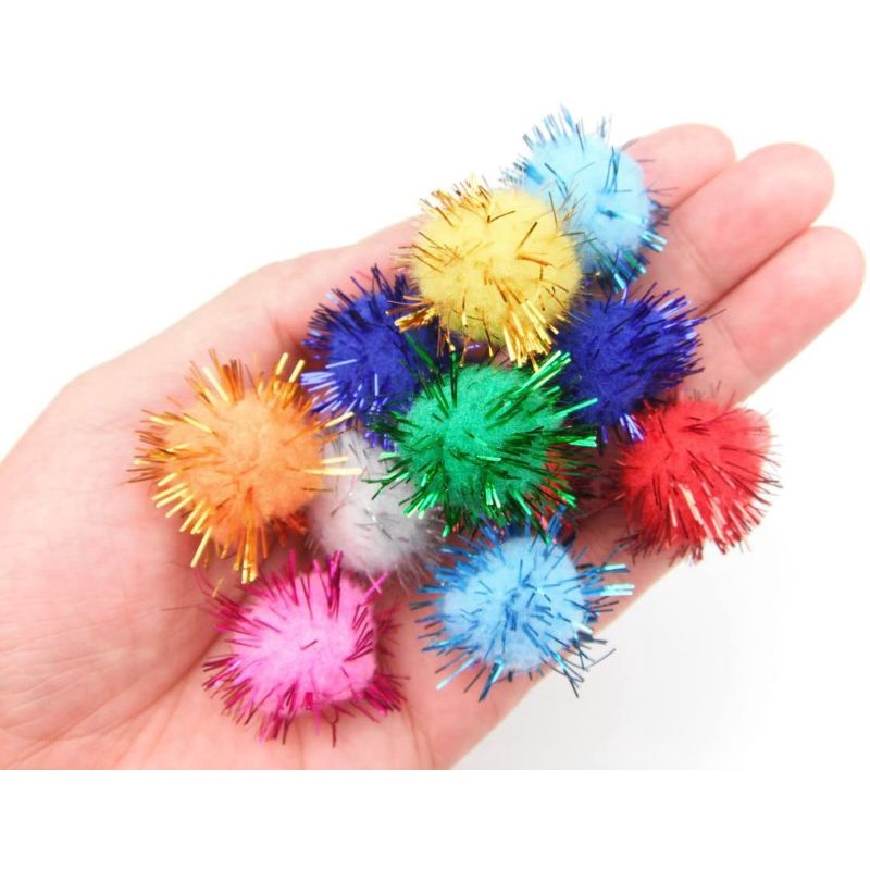 50pcs / pack Glitter Sparkle Pompom Balls for crafting fluffy soft ...