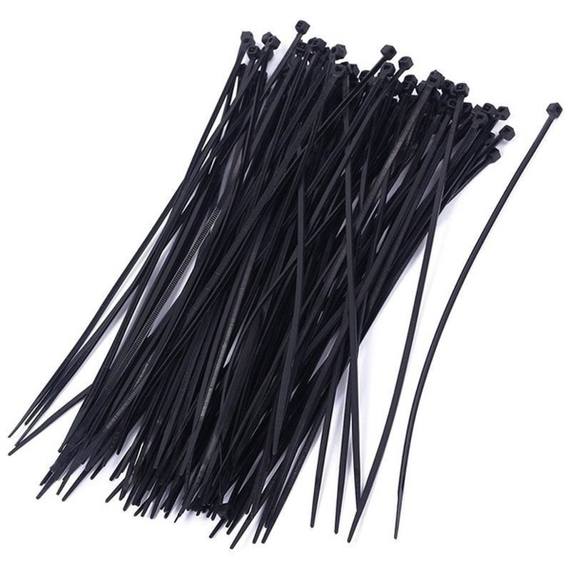 100Pcs Assorted Self-locking Nylon Cable Ties Black Plastic Zip Tie ...