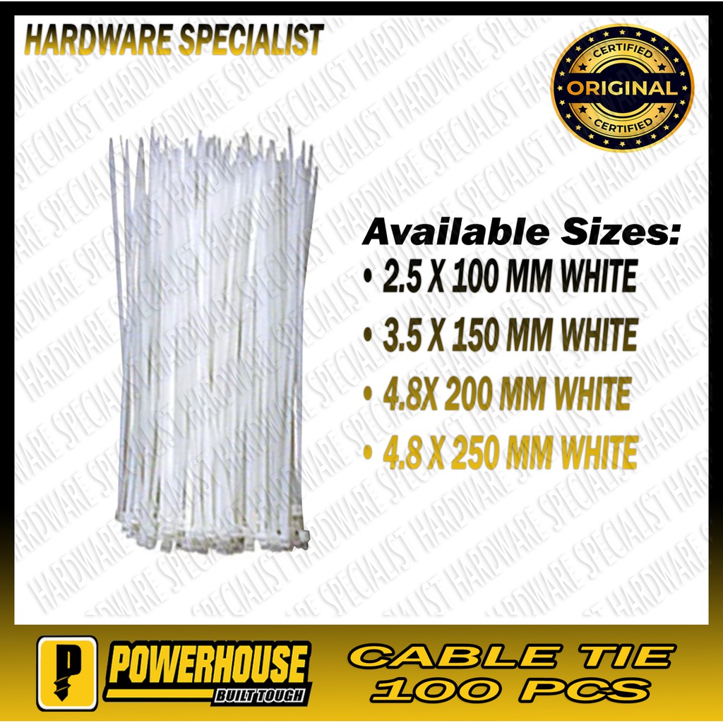 Powerhouse Nylon Cable Zip Tie White Assorted Sizes | Shopee Philippines