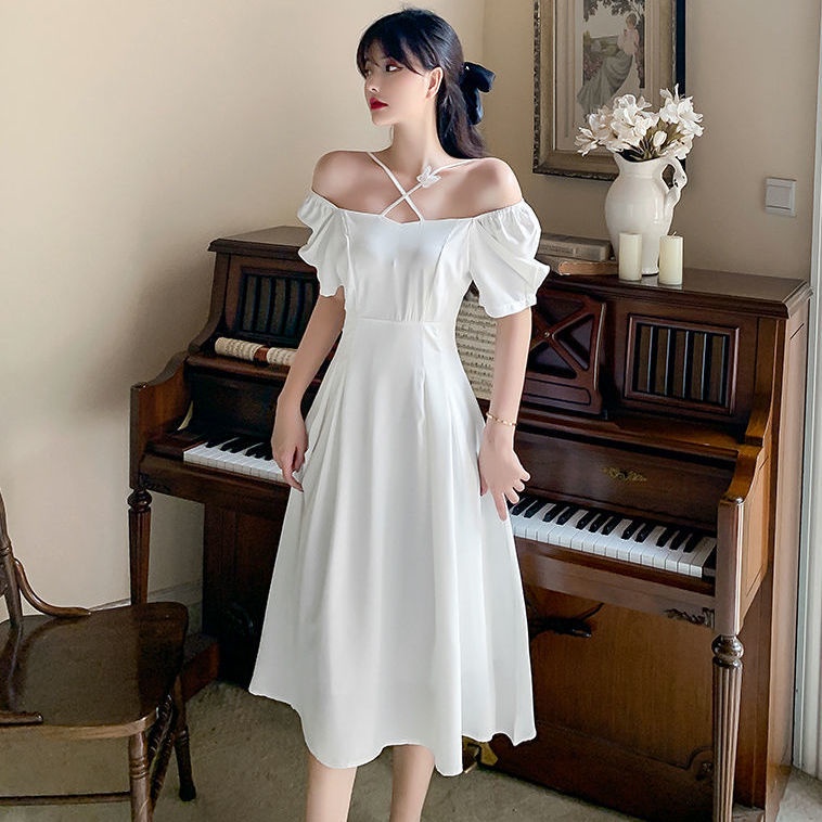 korean white dress for woman casual civil wedding long dress plus size ...