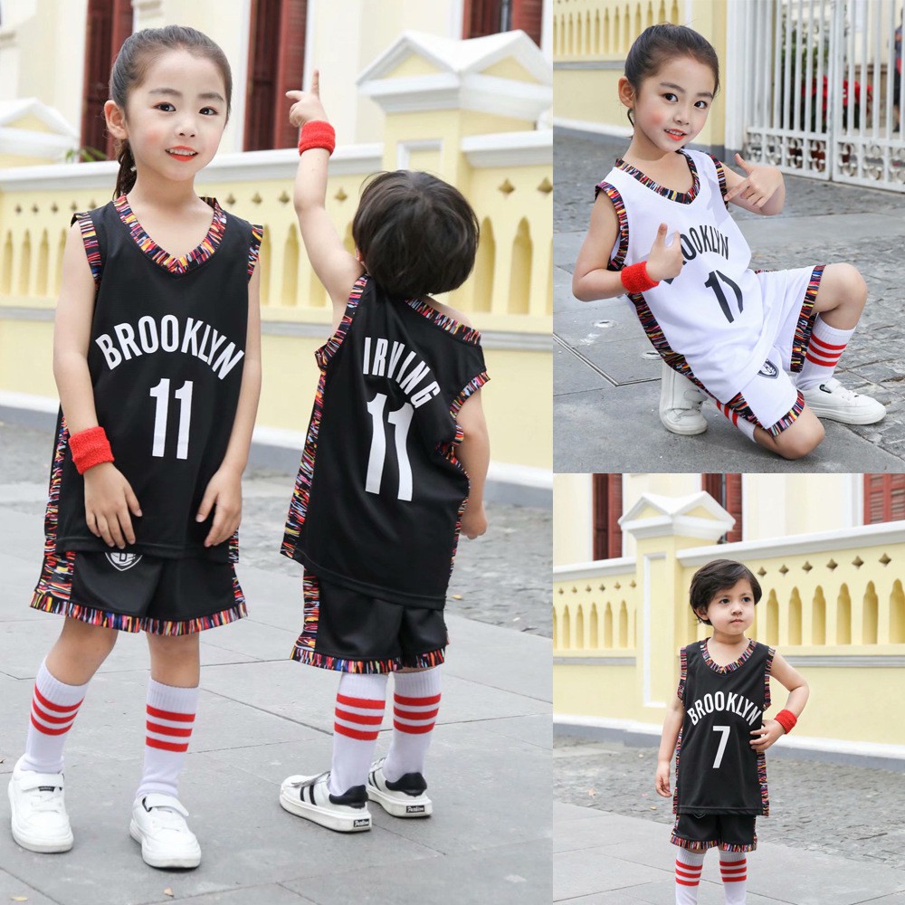 City Version Brooklyn Nets No.11 Irving No.7 Durant Jersey Kids Basketball Clothing Suits