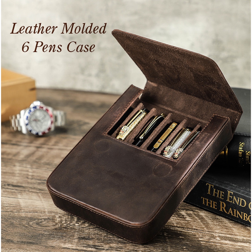 Hiram Handmade Pen Case For Adult Office Holder Genuine Leather Pen