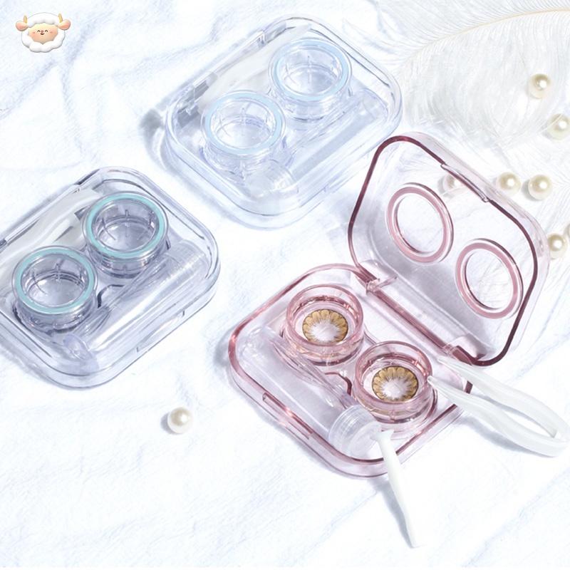 Contact Lens Case Transparent No Screw Cap Cute Portable Convenient