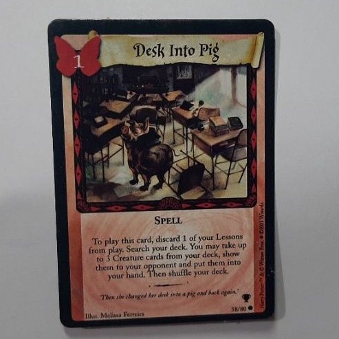 2001 Harry Potter Collectible Trading Card Game Desk Into Pig Spell 58/ ...