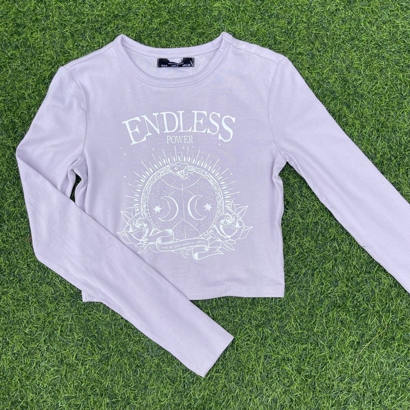 Bershka Y2K Graphic Long Sleeves (Crop) Shopee Philippines