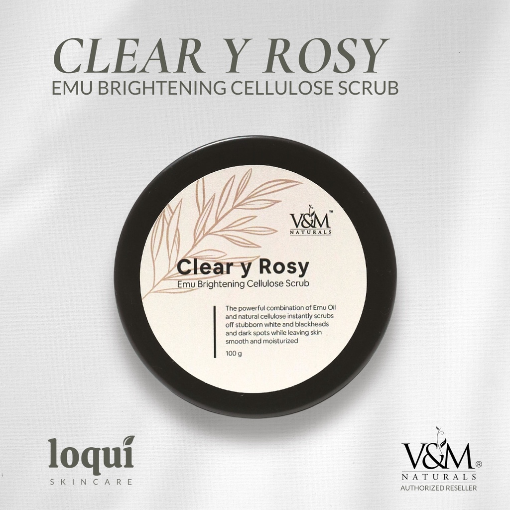Clear y Rosy Emu Brightening Cellulose Scrub V&M Naturals Mild Lip Face