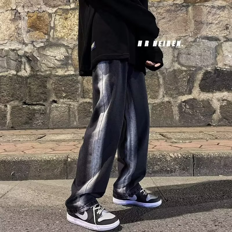 saferido Mopping Casual Pants Mens Spring Summer Oversize Fashion Sports Trousers Printed Loose Pants Straight Wide Leg Sweatpants S-5XL