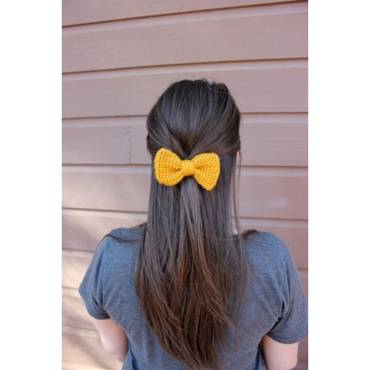 CROCHET RIBBON BOW TIE (HAIR TIE) | Shopee Philippines