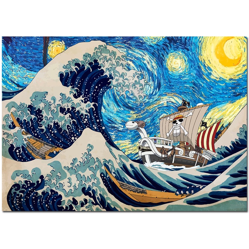 Bandai Katsushika Hokusai One Piece Poster Van Gogh Starry Sky Abstract ...