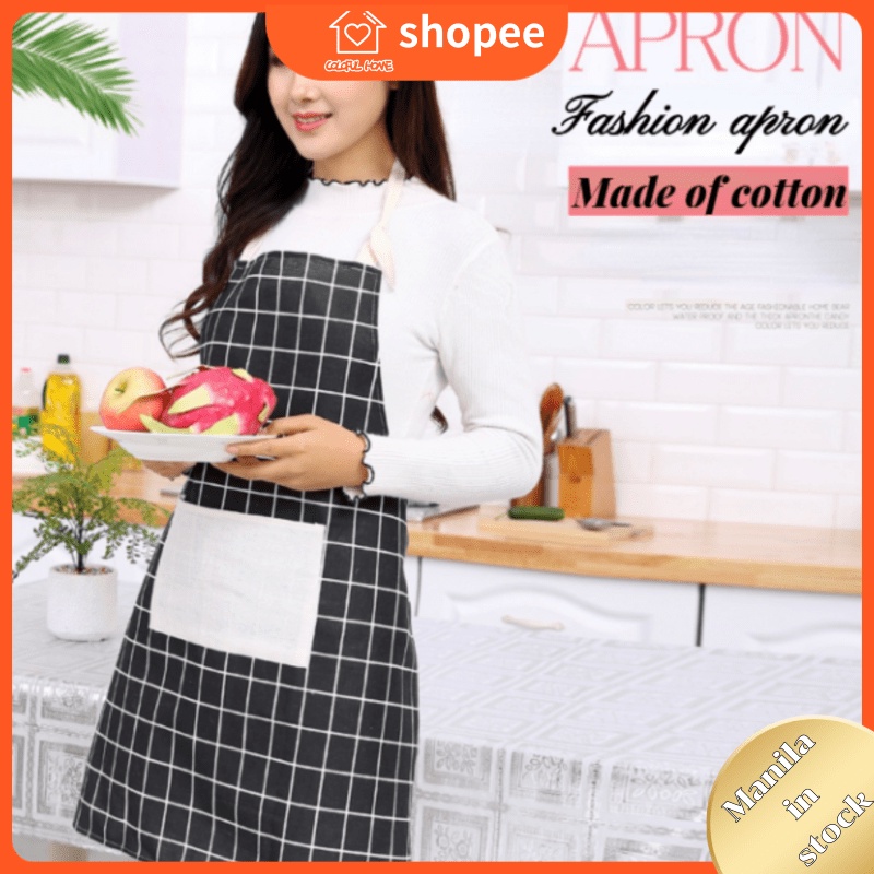 R043 COD Kitchen oil-proof cotton and linen apron simple adult cooking ...