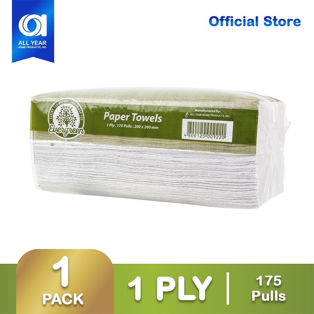 Evergreen Paper Towel 1 Ply 175 Pulls x 1 Pack - Recycled Eco-friendly ...
