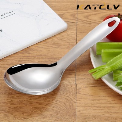 2 Pcs Stainless Steel Rice Spoon Ladle Serving Ramen Soup Spoons Coffee Scoop Cutlery