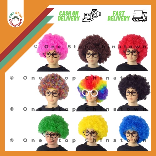 Realistic Curly Disco Afro Wig for Circus Clown Cosplay Halloween Party Use