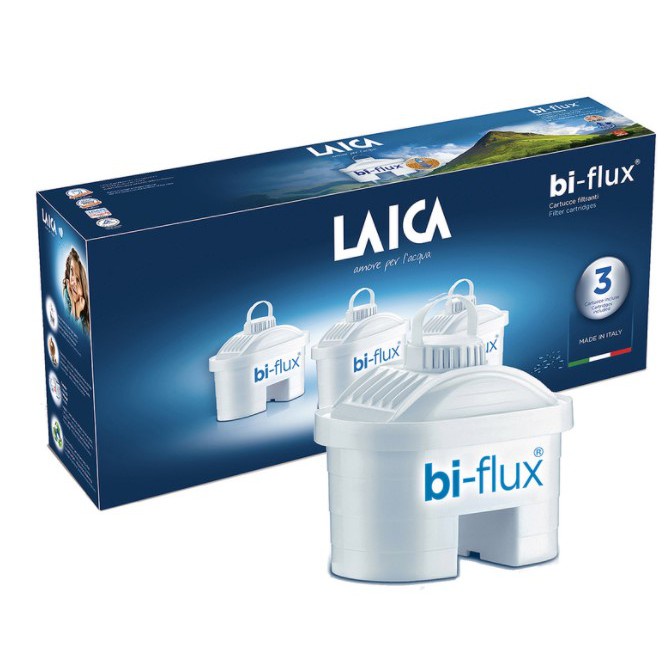 LAICA Bi-Flux Water Filter Cartridges 4pk - Fits Brita Jugs* - Preserves Magensium, Calcium & Other Minerals, Reduces Chlorine, Limescale & Heavy Metals - Made & Sterilised In Italy