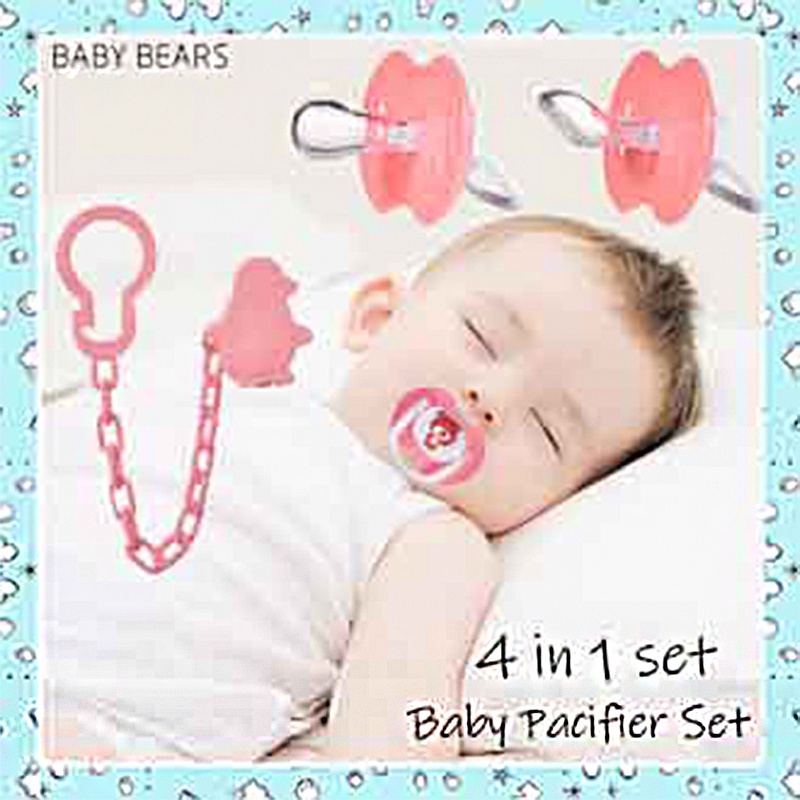 Authentic availableBaby Pacifiers 4 In 1 Set (2 Pacifiers , 1 Plastic