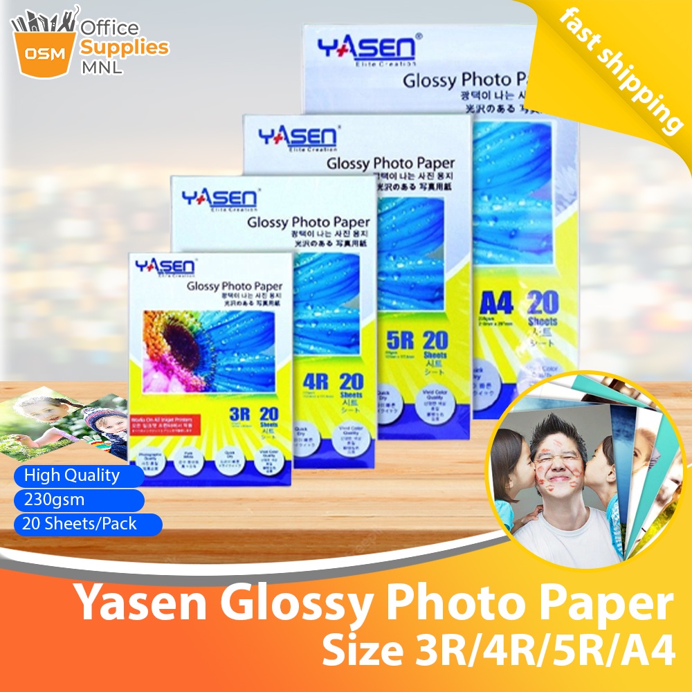 Yasen High Glossy Photo Paper 230GSM 3R/4R/5R/A4 Shopee Philippines