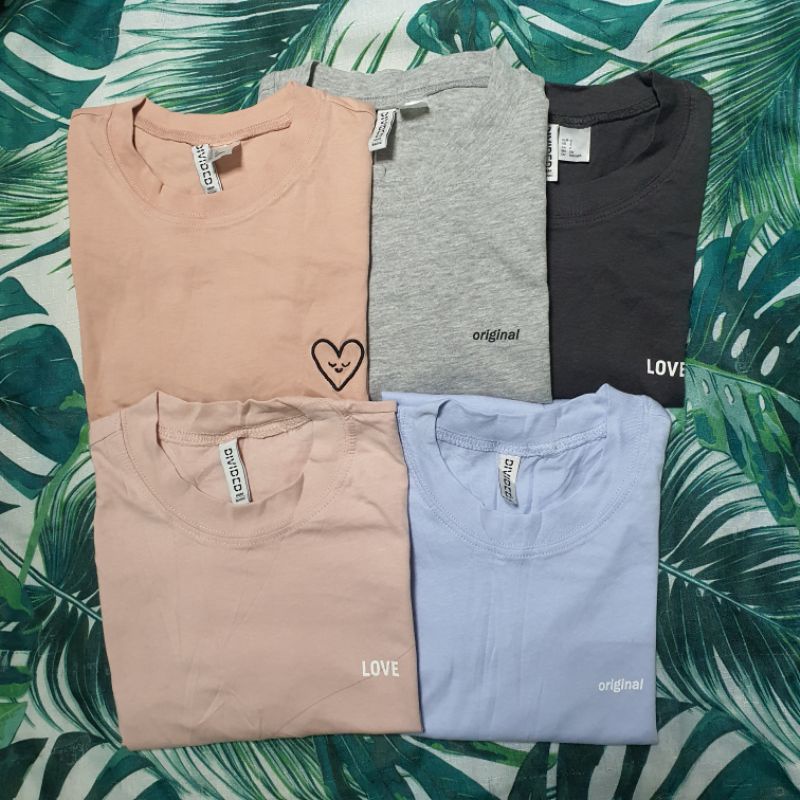 H &M DIVIDED Crew Neck Loose T-Shirt With Print | Shopee Philippines