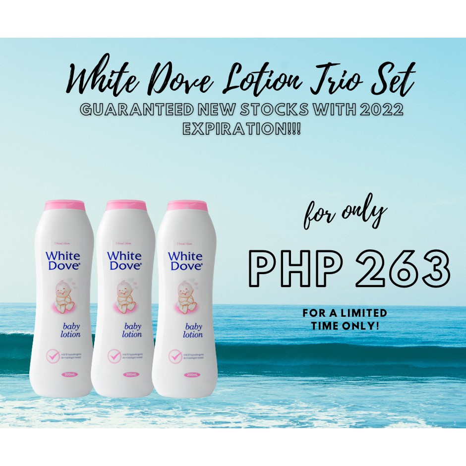 THREE WHITE DOVE BABY LOTION FOR 263 PESOS ONLY BUNDLE EXPIRATION MAY