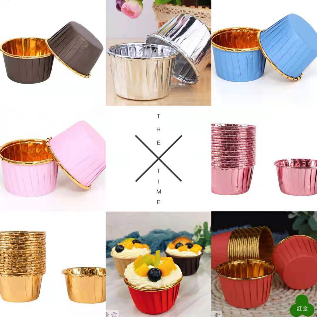 50pcs Aluminum Foil Cupcake Paper Cupcake Liner Baking Cups