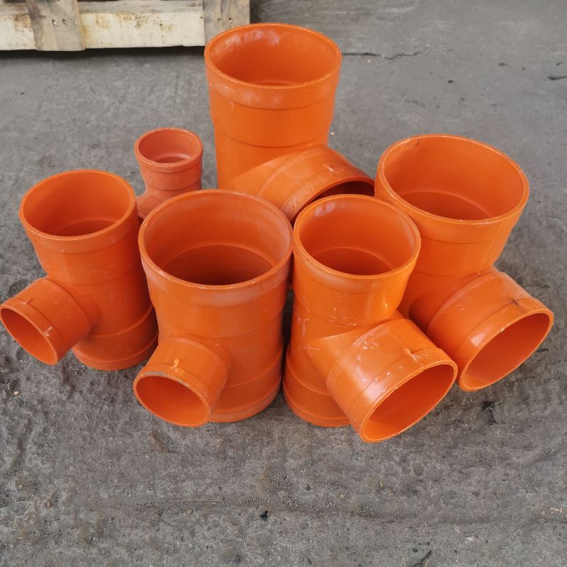 good quality thick sanitary pvc orange Tee 2x2 3x2 3x3 4x3 4x2 4x4