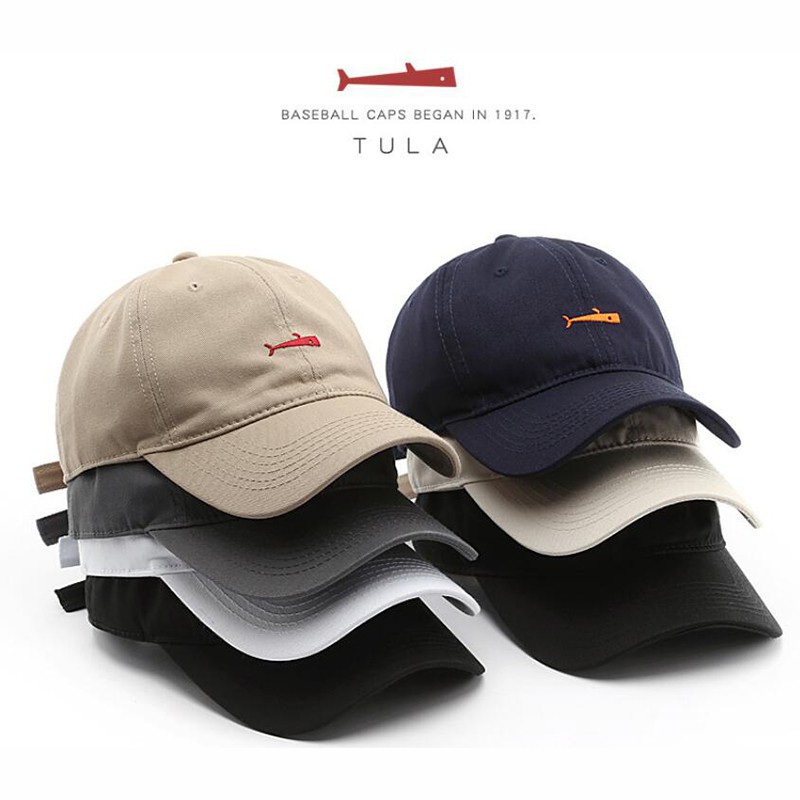 Brand Men Caps White Black Fish Simple Design Peaked Hat Korean