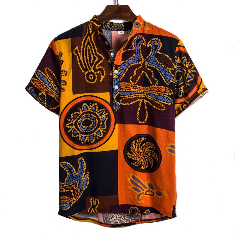 Men Polo Shirt Short Sleeve Shirts Printed Tie Dye Shirts Casual ...