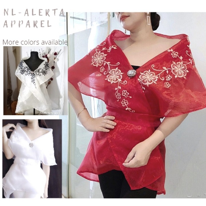 MODERN FILIPINIANA WRAPAROUND OVERLAP TOP FOR WOMEN Shopee Philippines