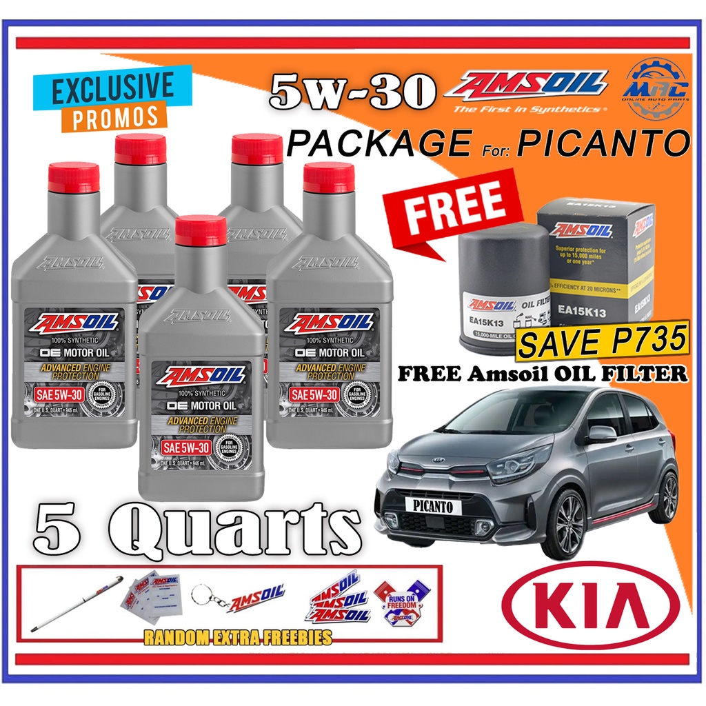 AMSOIL OE Motor Oil 5W30 5 quarts FREE Oil Filter Package for KIA