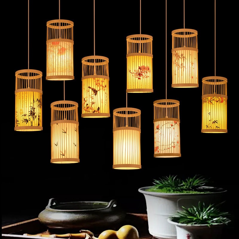 Hanging deals bamboo lamp