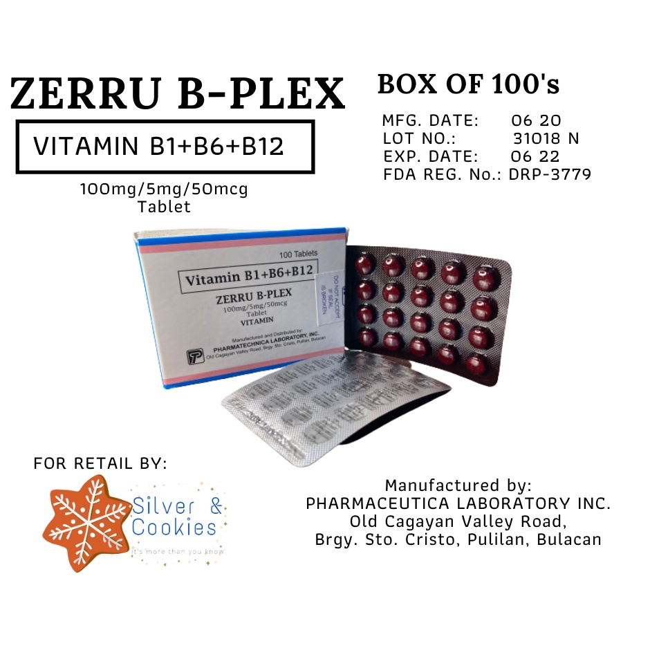 Zerru BPlex Tablet, B Complex Vitamins Food Supplement Shopee