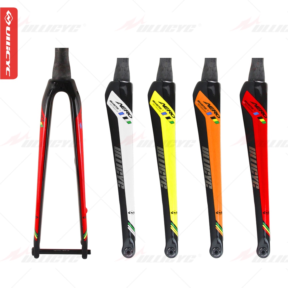 Ullicyc New 12mm 100mm JAVA Thru Axle Disc Brake Fork Road Bike Carbon Fiber Fork Bicycle Fork Round Tapered Tube Carbon Fiber