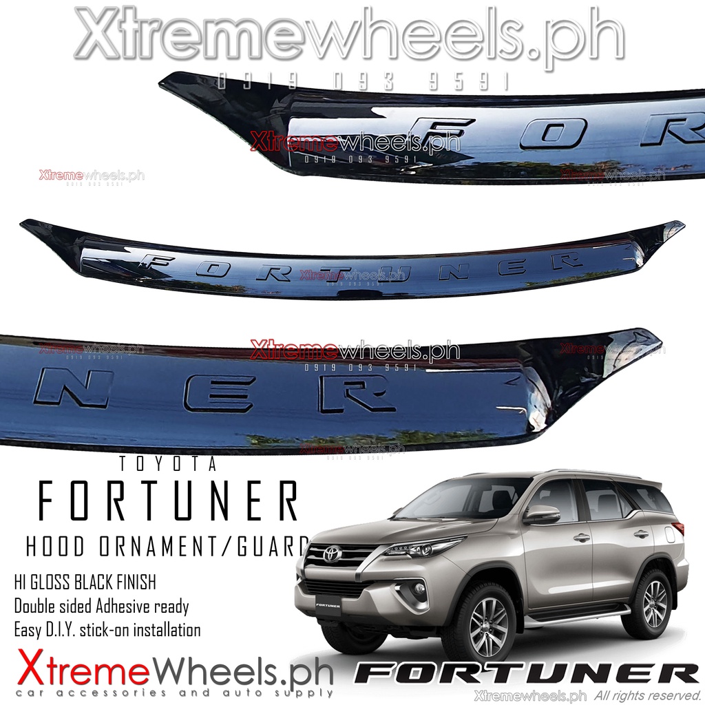 Toyota Fortuner 2016 to 20204 Glossy Black Hood lip / Front Bumper lip ...