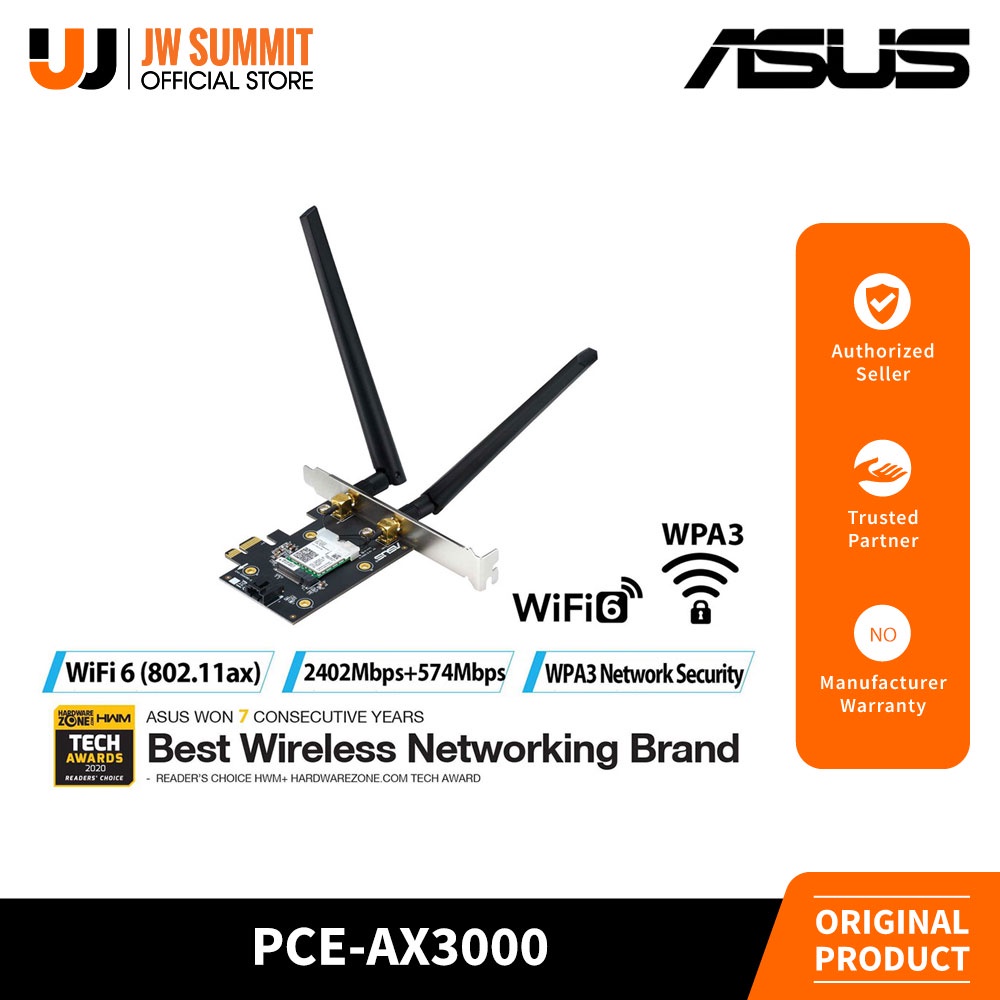 Asus PCE-AX3000 WiFi 6 Next-Gen WiFi 6 Dual Band PCIe Wireless Adapter ...