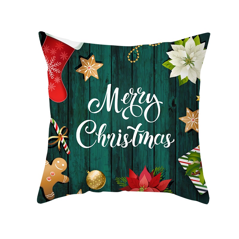 JHVN Merry Christmas Linen Red Cushion Cover Throw Pillow Case with