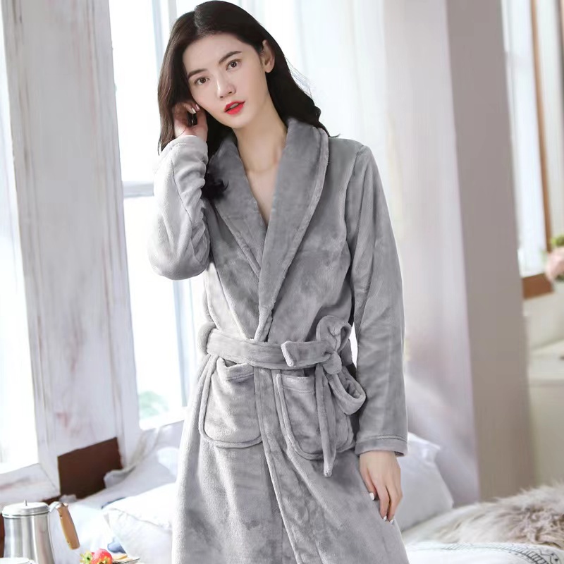 NJOY Couple Bathrobe New Thick Coral Velvet Bathrobe Autumn and Winter