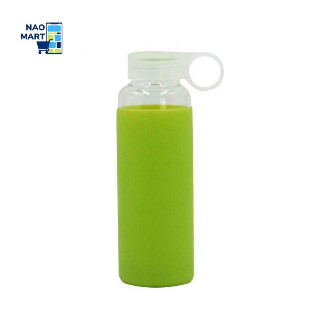 NAO Glass Water Bottle Drinking Tumbler Silicon Rubber Sleeve Hot