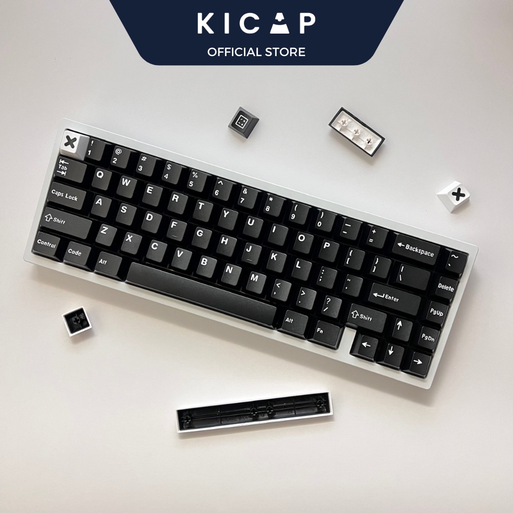 Wob keycap set (White on black) ABS Doubleshot | Mechanical Keyboard ...